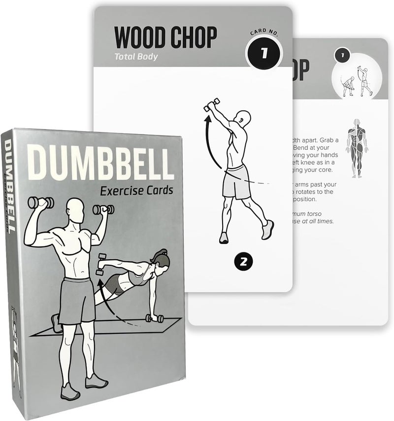 ELAORY Dumbbell Workout Cards, 62 Large 5"x3.5" Exercise Cards for Home & Gym, Strength Training, Muscle Building, Beginner Fitness Guide, Fitness Cards for Men & Women - Image 1